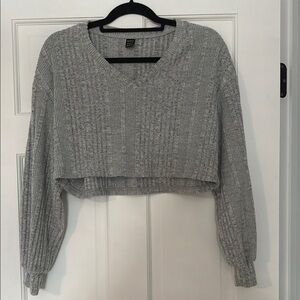 Shein Gray Knit Cropped Sweater